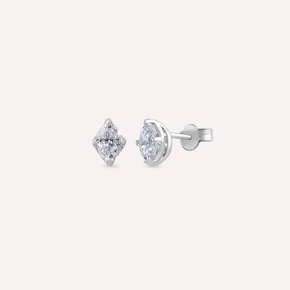 1.01 CT Oval Kesim Pırlanta Taşlı Beyaz Altın Küpe - Nev Jewellery (1)
