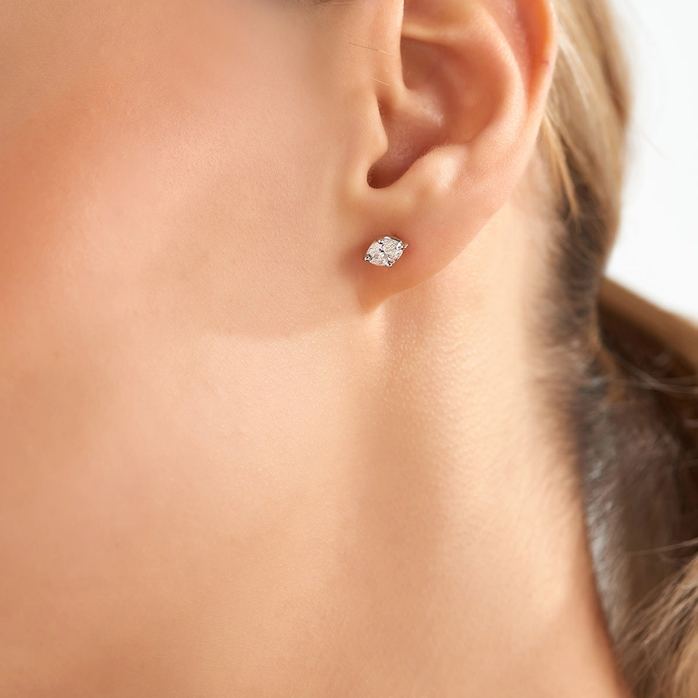 1.01 CT Oval Kesim Pırlanta Taşlı Beyaz Altın Küpe - Nev Jewellery (1)