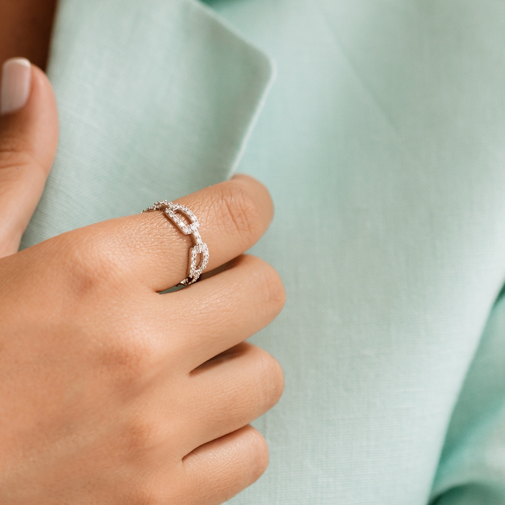1.02 CT Pırlanta Taşlı Beyaz Altın Tamtur Yüzük - 2