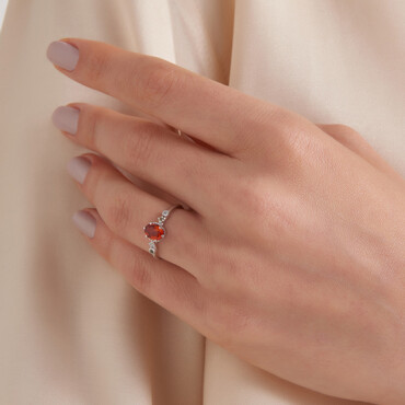 1.03 CT Multicolor Safir ve Pırlanta Taşlı Beyaz Altın Yüzük - Nev Jewellery (1)