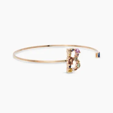 1.03 CT Multicolor Sapphire and Diamond B Letter Bracelet - Nev Jewellery (1)