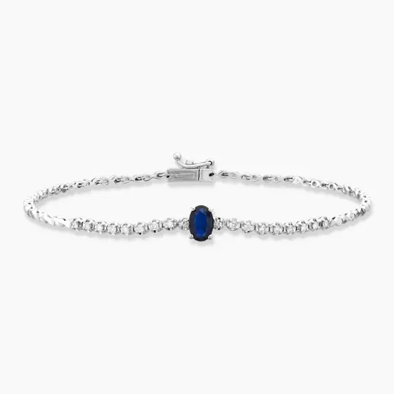 1.03 CT Sapphire and Round Cut Diamond Bracelet - 3