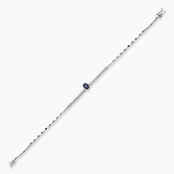 1.03 CT Sapphire and Round Cut Diamond Bracelet - 4