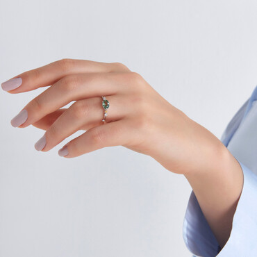 1.19 CT Multicolor Safir ve Pırlanta Taşlı Beyaz Altın Yüzük - Nev Jewellery (1)