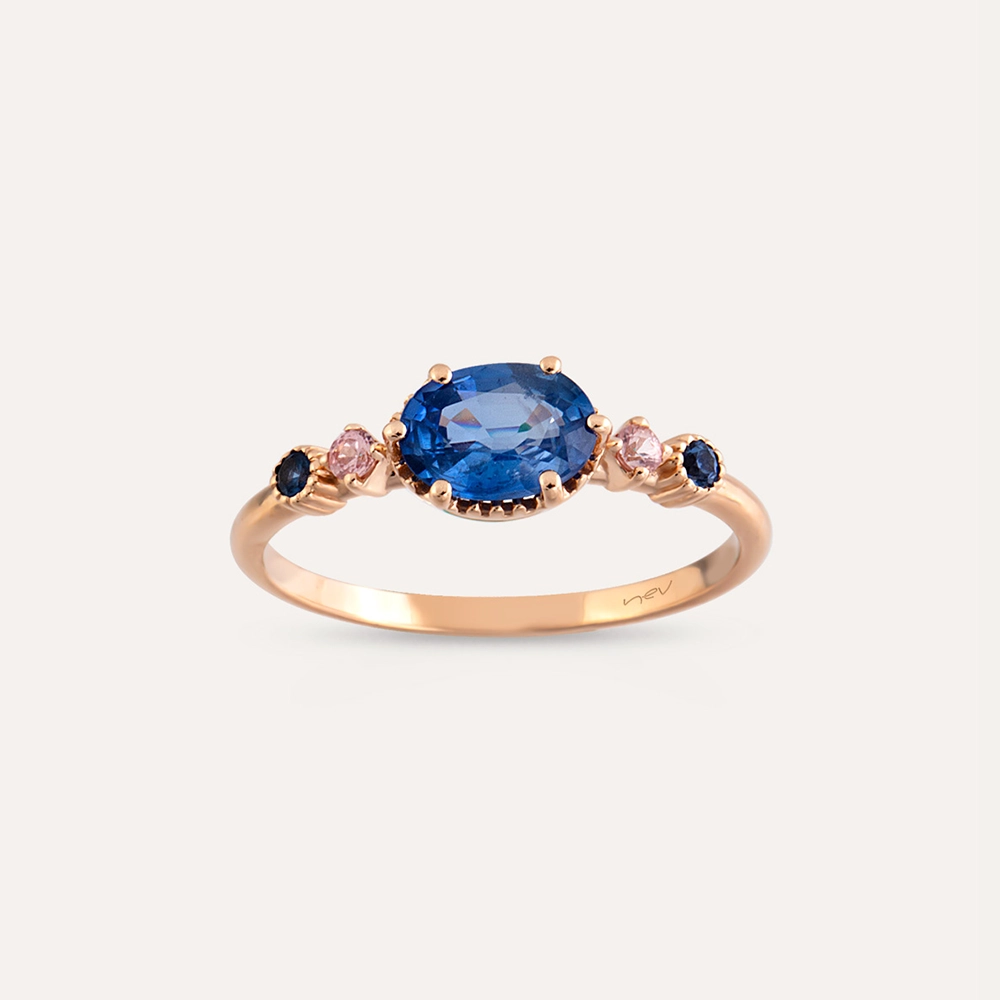 0.94 CT Multicolor Sapphire Rose Gold Ring - Nev Jewellery (1)