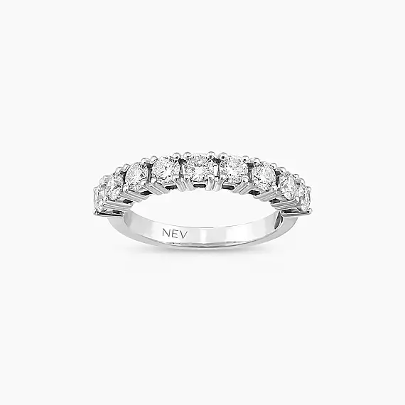 1.06 CT Pırlanta Taşlı Yarımtur Beyaz Altın Yüzük - 1