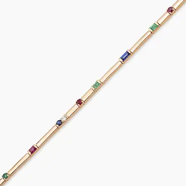 1.07 CT Multicolor Safir Taşlı Rose Altın Su Yolu Bileklik - Nev Jewellery (1)