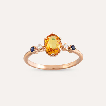 1.07 CT Multicolor Sapphire and Diamond Rose Gold Ring - Nev Jewellery (1)