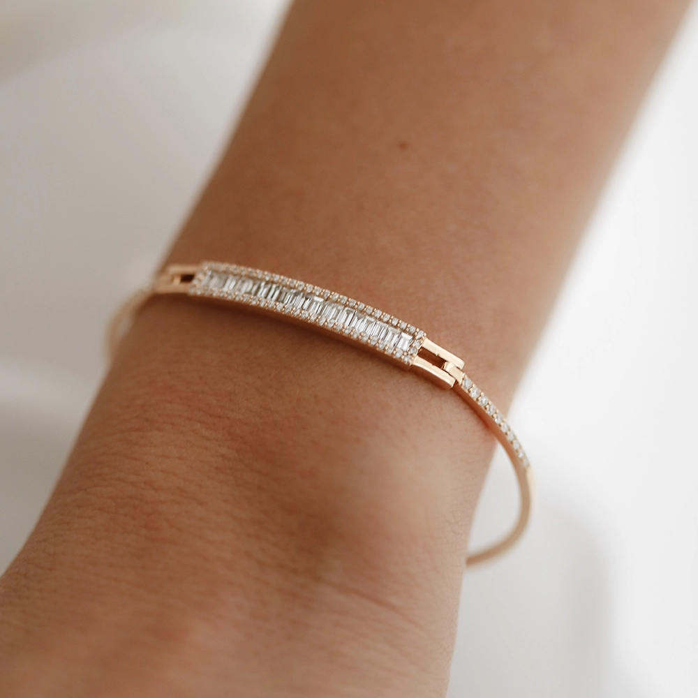 0.87 CT Baguette Cut Diamond Rose Gold Bracelet - Nev Jewellery (1)