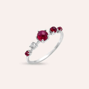Lola 1.11 CT Yakut ve Pırlanta Taşlı Beyaz Altın Yüzük - Nev Jewellery