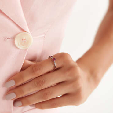 Lola 1.11 CT Yakut ve Pırlanta Taşlı Beyaz Altın Yüzük - Nev Jewellery (1)