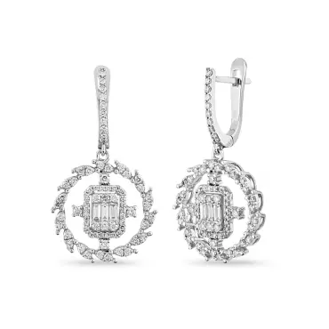1.13 CT Baget Kesim Pırlanta Taşlı Beyaz Altın Küpe - Nev Jewellery (1)