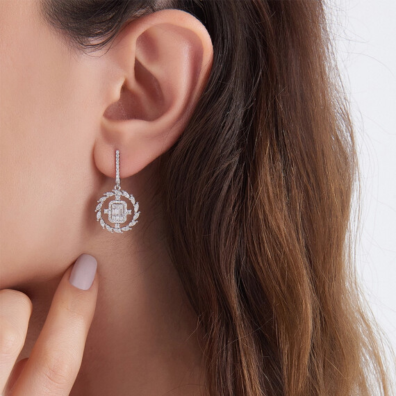 1.13 CT Baguette Cut Diamond White Gold Earring - Nev Jewellery