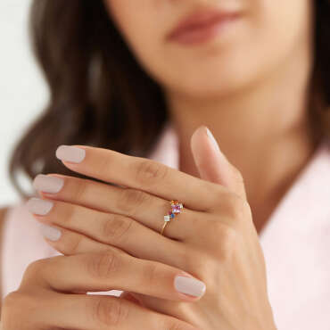 Lily 1.13 CT Multicolor Sapphire and Diamond Yellow Gold Ring - Nev Jewellery (1)