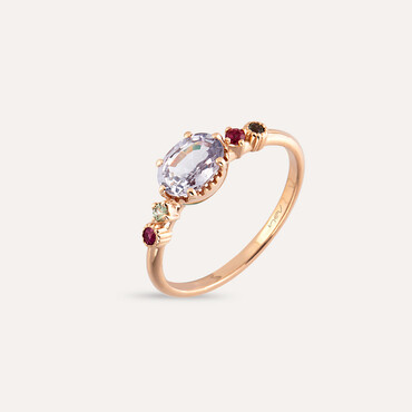 0.99 CT Multicolor Sapphire Rose Gold Ring - Nev Jewellery