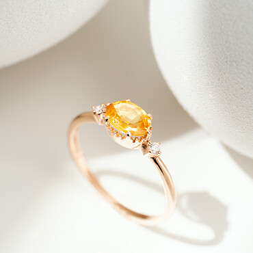 1.14 CT Yellow Sapphire and Diamond Rose Gold Ring - Nev Jewellery
