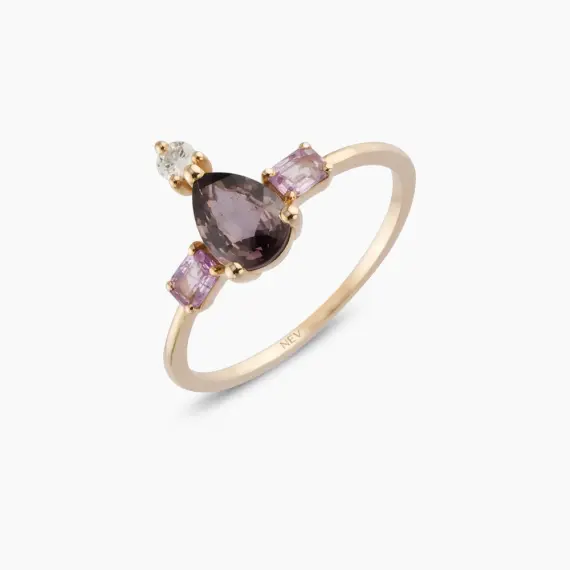 1.16 CT Multicolor Sapphire and Diamond Rose Gold Ring - 3