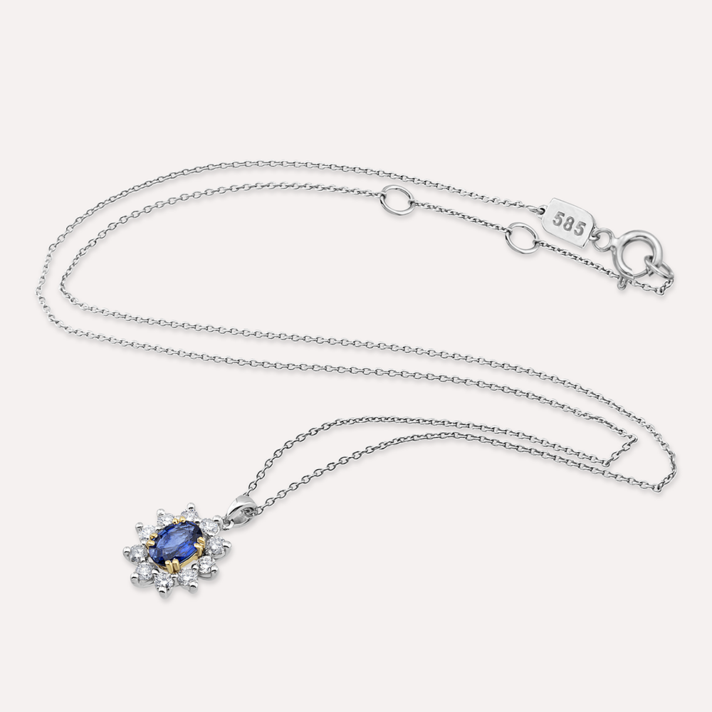 1.16 CT Sapphire and Diamond Anturage Necklace - Nev Jewellery (1)