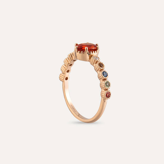 1.17 CT Multicolor Sapphire and Diamond Rose Gold Ring - 4