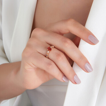 1.17 CT Multicolor Sapphire and Diamond Rose Gold Ring - Nev Jewellery (1)