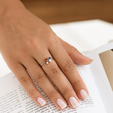 1.19 CT Multicolor Safir, Elmas ve Pırlanta Taşlı Yüzük - Nev Jewellery (1)