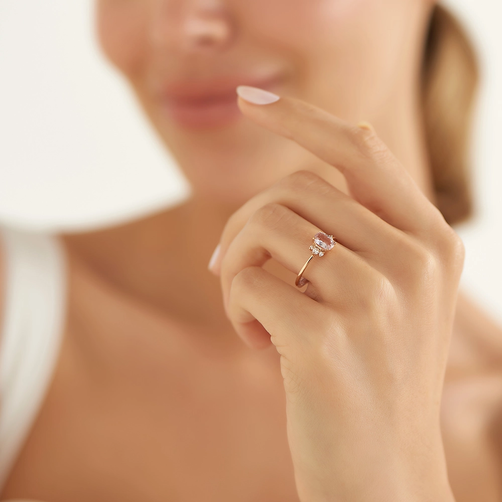 0.93 CT Light Blue Sapphire and Diamond Rose Gold Ring - Nev Jewellery (1)