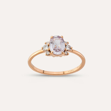 0.93 CT Light Blue Sapphire and Diamond Rose Gold Ring - Nev Jewellery