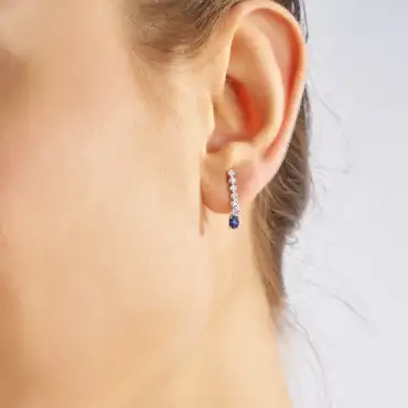 1.23 CT Safir ve Yuvarlak Kesim Pırlanta Taşlı Küpe - Nev Jewellery (1)