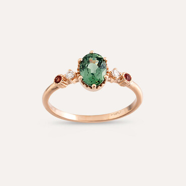 1.26 CT Multicolor Sapphire and Diamond Rose Gold Ring - Nev Jewellery (1)