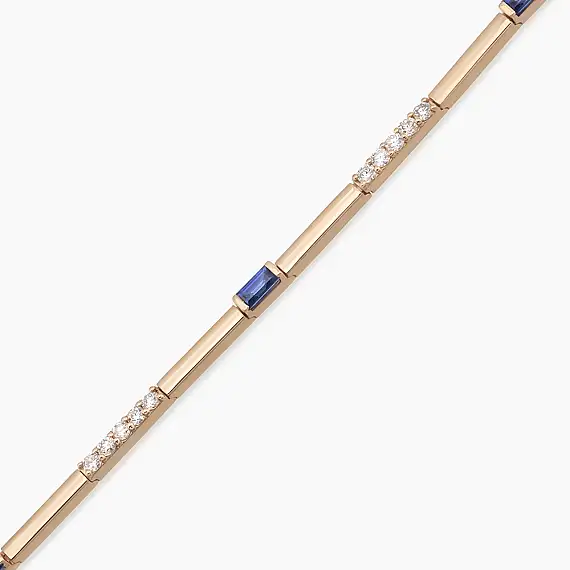 1.27 CT Multicolor Sapphire Rose Gold Tennis Bracelet - 2