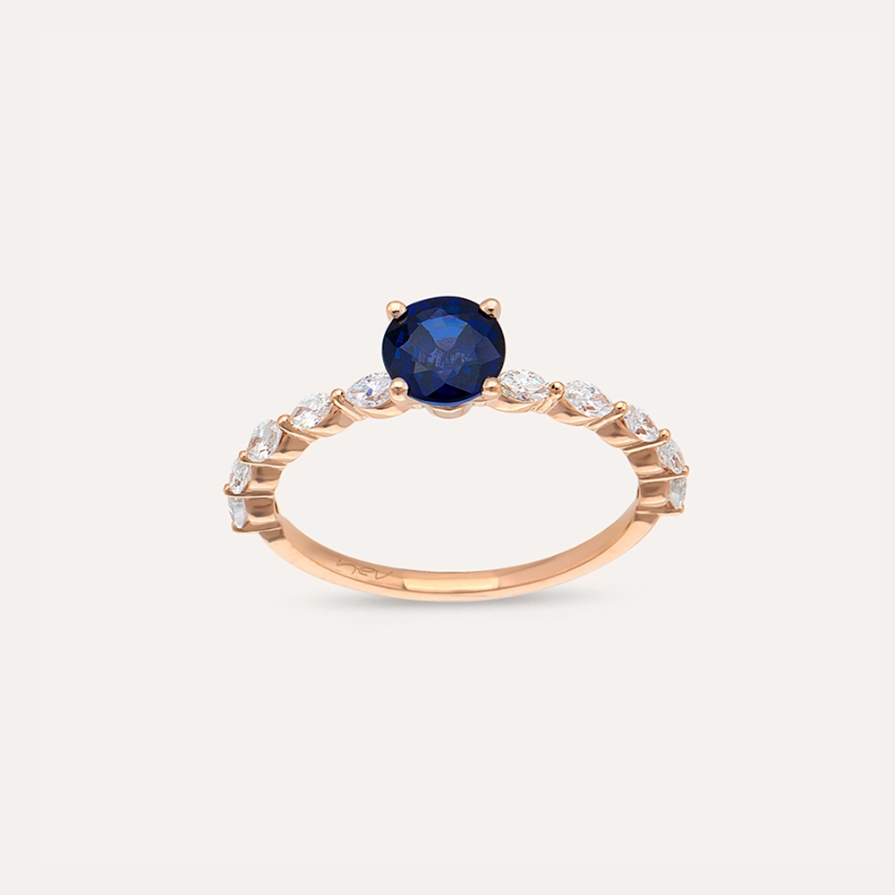 1.28 CT Safir ve Markiz Kesim Pırlanta Taşlı Yüzük - Nev Jewellery (1)