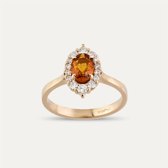 1.29 CT Orange Sapphire and Diamond Rose Gold Ring - 3