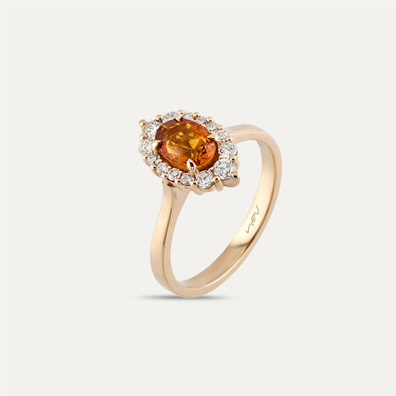 1.29 CT Orange Sapphire and Diamond Rose Gold Ring - 1