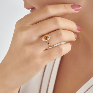 1.29 CT Orange Sapphire and Diamond Rose Gold Ring - Nev Jewellery (1)