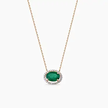 1.30 CT Pırlanta ve Oval Kesim Pırlanta Taşlı Rose Altın Kolye - Nev Jewellery (1)
