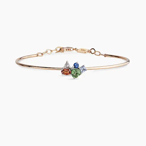 1.31 CT Elmas ve Multicolor Safir Taşlı Bileklik - 2