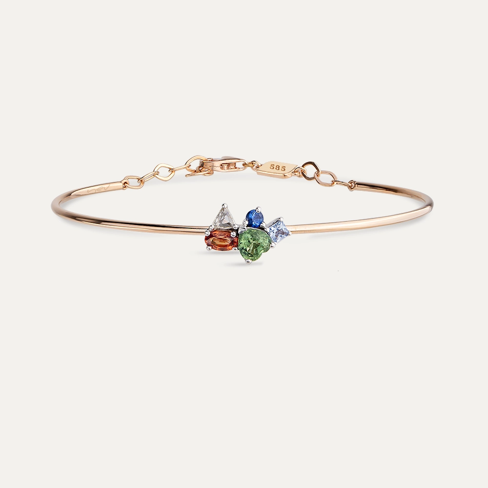 1.31 CT Rose Cut Diamond and Multicolor Sapphire Bracelet - Nev Jewellery (1)