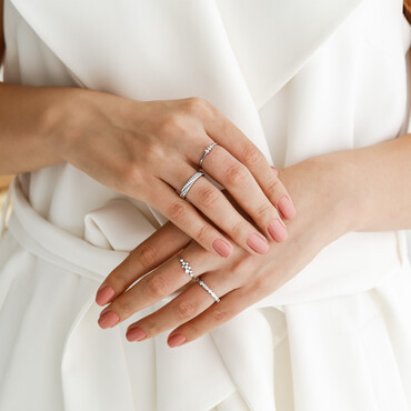 1.25 CT Baget Pırlanta Taşlı Tamtur Beyaz Altın Yüzük - Nev Jewellery (1)