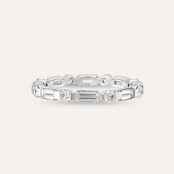 1.25 CT Baguette Cut Diamond White Gold Eternity Ring - 3