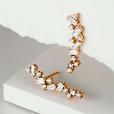 1.33 CT Baguette Cut Diamond Rose Gold Earring - Nev Jewellery