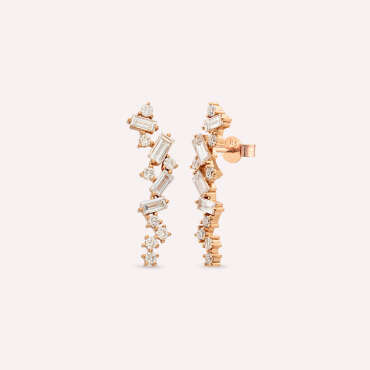1.33 CT Baguette Cut Diamond Rose Gold Earring - Nev Jewellery (1)