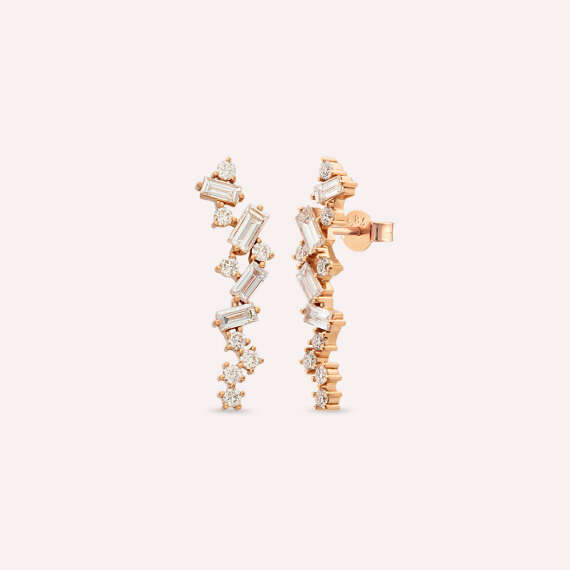 1.33 CT Baguette Cut Diamond Rose Gold Earring - 2