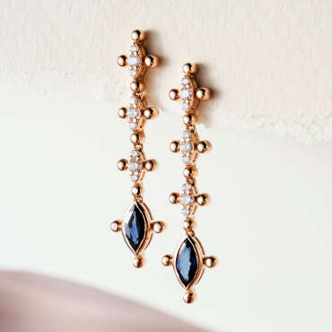 1.36 CT Sapphire and Diamond Rose Gold Earring - Nev Jewellery
