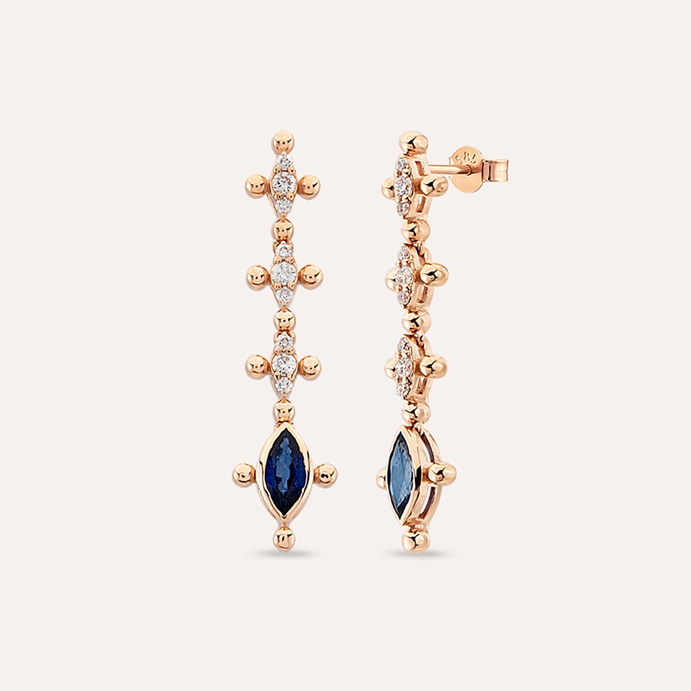 1.36 CT Sapphire and Diamond Rose Gold Earring - Nev Jewellery (1)