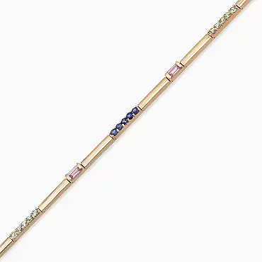 1.45 CT Multicolor Sapphire Rose Gold Tennis Bracelet - Nev Jewellery (1)