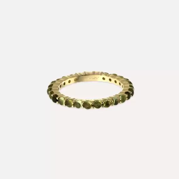 1.47 CT Green Sapphire Yellow Gold Eternity Ring - 3