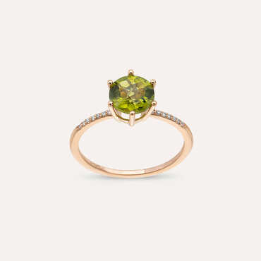 1.47 CT Peridot and Diamond Rose Gold Ring - Nev Jewellery