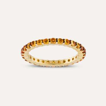 1.49 CT Orange Sapphire Yellow Gold Eternity Ring - Nev Jewellery