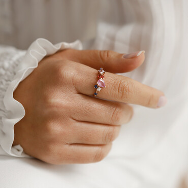 1.55 CT Multicolor Safir ve Pırlanta Taşlı Yüzük - Nev Jewellery (1)