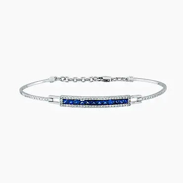 1.52 CT Safir ve Pırlanta Taşlı Beyaz Altın Bileklik - Nev Jewellery (1)